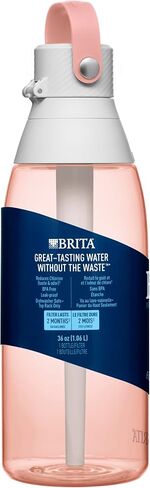 Brita Hard-Sided Plastic Premium Filtering Water Bottle, BPA-Free, Reusable, Replaces 300 Plastic Water Bottles, Filter Lasts 2 Months or 40 Gallons, Includes 1 Filter, Blush - 26 oz. in Saudi Arabia