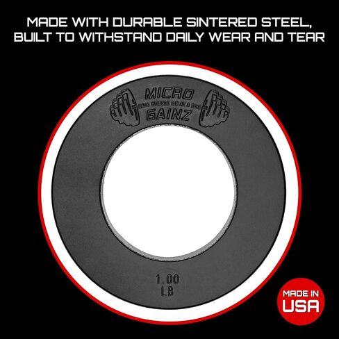 Micro Gainz Calibrated Fractional Weight Plates Set, 8 Piece Olympic Weight Plates Set with Bag, Designed for Olympic Barbells for Strength Training and Micro Loading, Made in USA in Saudi Arabia