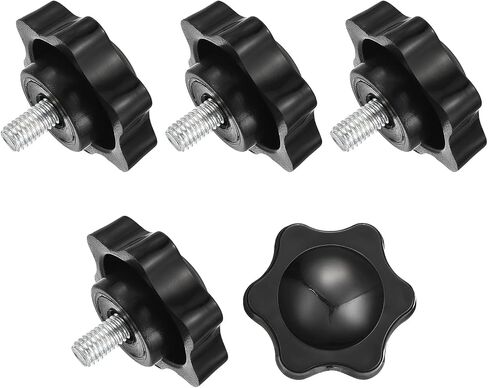 uxcell 5Pcs Star Knobs, M8x35mm Plastic Hex Shaped Clamping Handle Screw Knobs, Hand Tightening Star Screw Knob for Machinery Umbrella Base Replacement in Saudi Arabia