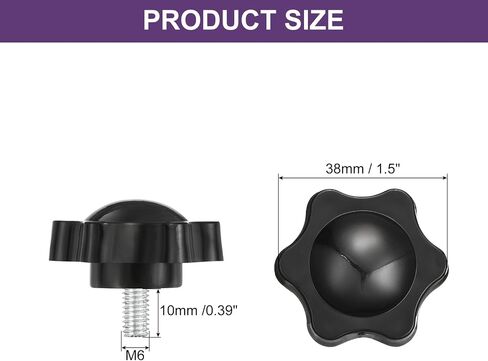 uxcell 5Pcs Star Knobs, M8x35mm Plastic Hex Shaped Clamping Handle Screw Knobs, Hand Tightening Star Screw Knob for Machinery Umbrella Base Replacement in Saudi Arabia