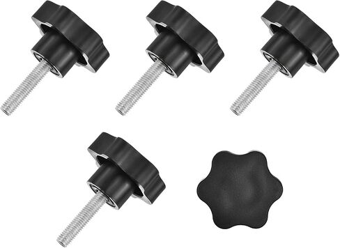 uxcell 5Pcs Star Knobs, M8x35mm Plastic Hex Shaped Clamping Handle Screw Knobs, Hand Tightening Star Screw Knob for Machinery Umbrella Base Replacement in Saudi Arabia
