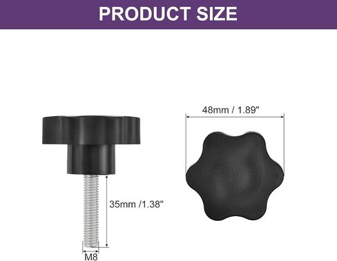 uxcell 5Pcs Star Knobs, M8x35mm Plastic Hex Shaped Clamping Handle Screw Knobs, Hand Tightening Star Screw Knob for Machinery Umbrella Base Replacement in Saudi Arabia