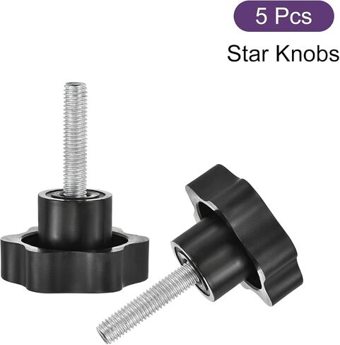 uxcell 5Pcs Star Knobs, M8x35mm Plastic Hex Shaped Clamping Handle Screw Knobs, Hand Tightening Star Screw Knob for Machinery Umbrella Base Replacement in Saudi Arabia