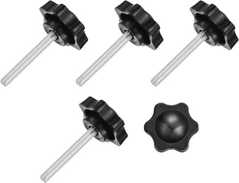 uxcell 5Pcs Star Knobs, M8x35mm Plastic Hex Shaped Clamping Handle Screw Knobs, Hand Tightening Star Screw Knob for Machinery Umbrella Base Replacement in Saudi Arabia