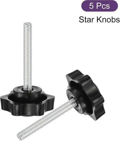 uxcell 5Pcs Star Knobs, M8x35mm Plastic Hex Shaped Clamping Handle Screw Knobs, Hand Tightening Star Screw Knob for Machinery Umbrella Base Replacement in Saudi Arabia