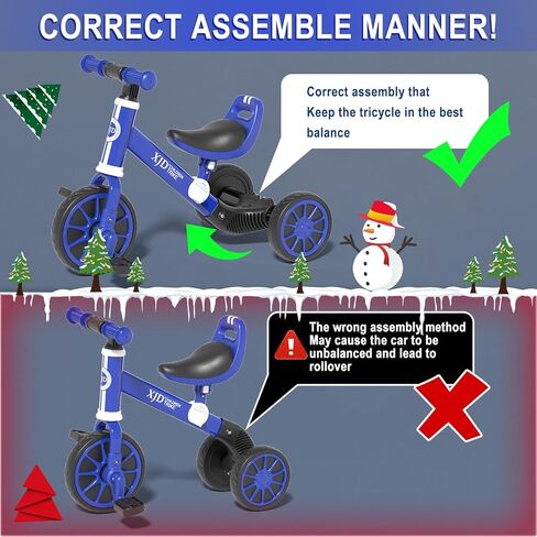 XJD 5 in 1 Toddler Bike, Tricycle for Toddlers 1-3 with Adjustable Seat Height, Removable Pedals, Ideal Balance Bike for Boys and Girls (Blue) in Kuwait