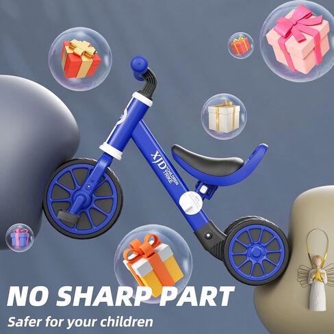 XJD 5 in 1 Toddler Bike, Tricycle for Toddlers 1-3 with Adjustable Seat Height, Removable Pedals, Ideal Balance Bike for Boys and Girls (Blue) in Kuwait