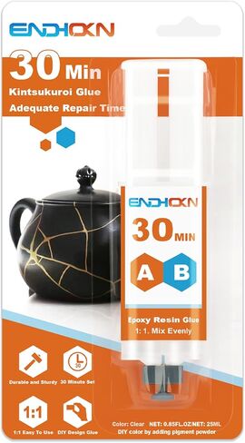 Endhokn Epoxy Glue 30 دقيقة، 2 جزء من غراء الإيبوكسي الشفاف 0.85FL.OZ، علاج بطيء DIY لاصق إيبوكسي لإصلاح السيراميك والبورسلين والزجاج والأكريليك والبلاستيك والخشب والمعادن والحجر، إلخ in Kuwait