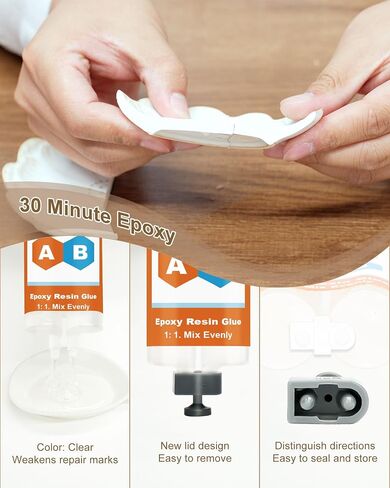 Endhokn Epoxy Glue 30 دقيقة، 2 جزء من غراء الإيبوكسي الشفاف 0.85FL.OZ، علاج بطيء DIY لاصق إيبوكسي لإصلاح السيراميك والبورسلين والزجاج والأكريليك والبلاستيك والخشب والمعادن والحجر، إلخ in Kuwait