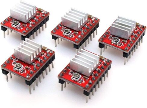 DIGISHUO 5Pcs A4988 Compatible StepStick Stepper Motor Driver Module with Heat Sink for 3D Printer Controller Ramps 1.4(Pack of 5Pcs) (Red) in Saudi Arabia