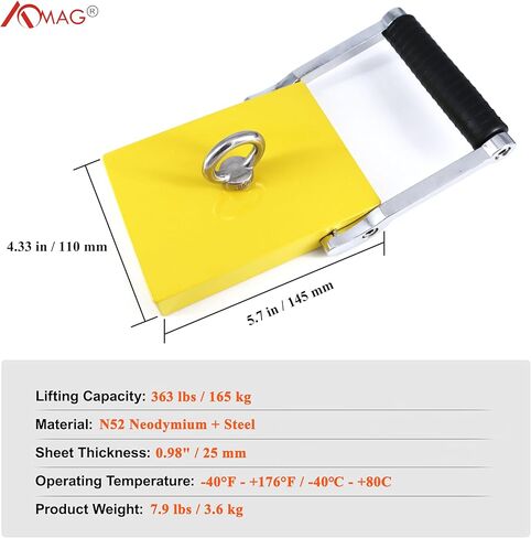 AOMAG ZY-3 Magnetic Sheet Handler with Lifting and Release Holder, Lifting Magnet with Eyebolt 507 lb (ZY-3 507LB) in Kuwait