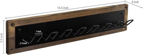 MyGift Rustic Burnt Wood Exercise Equipment Storage Rack with 8 Black Metal Hooks, Wall Mounted Home Gym Hanging Organizer for Stretch Bands, Jump Ropes, Resistance Cords in Saudi Arabia