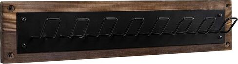 MyGift Rustic Burnt Wood Exercise Equipment Storage Rack with 8 Black Metal Hooks, Wall Mounted Home Gym Hanging Organizer for Stretch Bands, Jump Ropes, Resistance Cords in Saudi Arabia