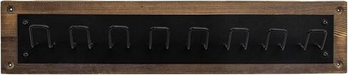 MyGift Rustic Burnt Wood Exercise Equipment Storage Rack with 8 Black Metal Hooks, Wall Mounted Home Gym Hanging Organizer for Stretch Bands, Jump Ropes, Resistance Cords in Saudi Arabia