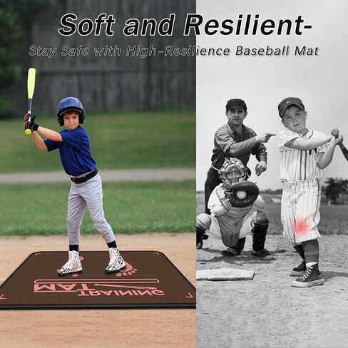 Baseball Hitting Mat,Indoor/Outdoor Portable Batting Cage Mat,35.4 * 23.6 Inch Baseball and Softball Batter Stance Training Mat for Kids to Improve Posture in Kuwait