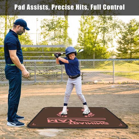 Baseball Hitting Mat,Indoor/Outdoor Portable Batting Cage Mat,35.4 * 23.6 Inch Baseball and Softball Batter Stance Training Mat for Kids to Improve Posture in Kuwait