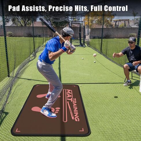 Baseball Hitting Mat,Indoor/Outdoor Portable Batting Cage Mat,35.4 * 23.6 Inch Baseball and Softball Batter Stance Training Mat for Kids to Improve Posture in Kuwait