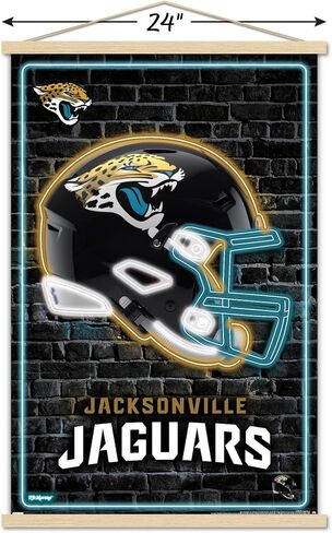 Trends International NFL Jacksonville Jaguars - Neon Helmet 23 Wall Poster, 22.37" x 34.00", Print and Black Hanger Bundle in Saudi Arabia