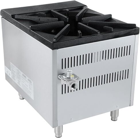 18" Heavy-Duty Natural Gas Stock Pot Stove | Countertop Hot Plate Range for Restaurant Catering | (1) Burner, 110,000 BTU | 18"W x 23"D x 23"H, Stainless Steel (Included: LP Conversion Kit) in Saudi Arabia