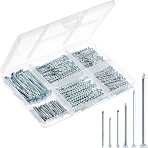 Mr. Pen- Nail Assortment Kit, 400 PCS, 6 Sizes, Silver, Small Nails for Hanging Pictures, Finishing Nails, Wall Nails for Hanging, Pin Nails, Hardware Nails, Assorted Nails, Galvanized Nails in Saudi Arabia