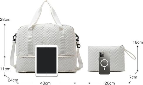 Travel Bag with Wash Bag Men's Women's Sports Bag Gym Expandable Wet and Dry Separate Waterproof Slant Travel Bag Business Trip Sports Hospital Weekend Away Duffel Bag (Midnight Black) in Saudi Arabia