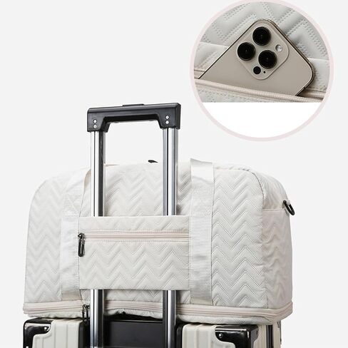 Travel Bag with Wash Bag Men's Women's Sports Bag Gym Expandable Wet and Dry Separate Waterproof Slant Travel Bag Business Trip Sports Hospital Weekend Away Duffel Bag (Midnight Black) in Saudi Arabia