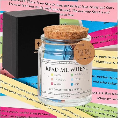 Bible Verses in a Jar - Christian Gifts for Women, Read Me When Bible Verses Jar Expresses Emotions and Feelings, Comes with Scripture Prayer Cards Bible Tags, Christian Gifts for Women Men Learning in Saudi Arabia