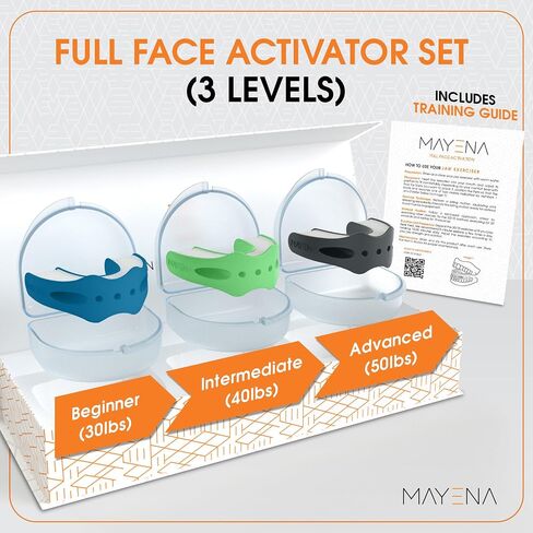 Mayena Full Face Activator | Jaw Exerciser for Men & Women | Activates & Rejuvenates All Facial Muscles | 3 Resistance Levels Silicone Jawline Exerciser | Universal Fit Upgraded Model in Saudi Arabia