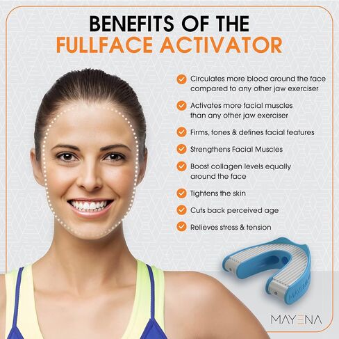 Mayena Full Face Activator | Jaw Exerciser for Men & Women | Activates & Rejuvenates All Facial Muscles | 3 Resistance Levels Silicone Jawline Exerciser | Universal Fit Upgraded Model in Saudi Arabia