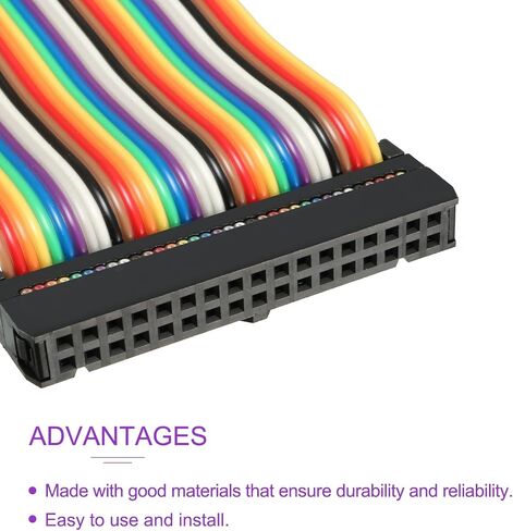 DMiotech 1 حزمة 34 دبابيس IDC سلك شقة قوس قزح الشريط كابل 66 سنتيمتر 2.54 مللي متر الملعب اللوح أسلاك توصيل معزز للمشاريع الإلكترونية in Saudi Arabia