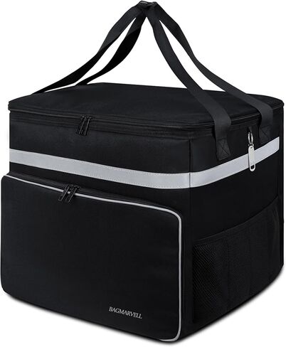 حقيبة ظهر لتوصيل الطعام للساخن/البارد، أكياس بيتزا كبيرة جدًا معزولة قابلة للتوسيع بسعة 58 لتر لتوصيل الدراجة مع شريط عاكس لأكل Uber، Grubhub، Doordash in Kuwait