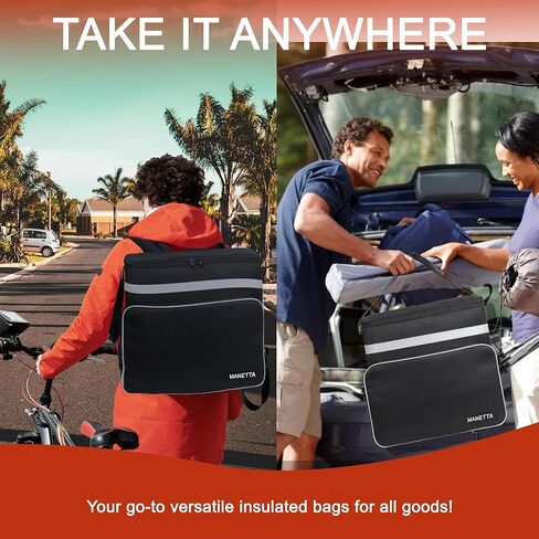 حقيبة ظهر لتوصيل الطعام للساخن/البارد، أكياس بيتزا كبيرة جدًا معزولة قابلة للتوسيع بسعة 58 لتر لتوصيل الدراجة مع شريط عاكس لأكل Uber، Grubhub، Doordash in Kuwait