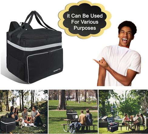 حقيبة ظهر لتوصيل الطعام للساخن/البارد، أكياس بيتزا كبيرة جدًا معزولة قابلة للتوسيع بسعة 58 لتر لتوصيل الدراجة مع شريط عاكس لأكل Uber، Grubhub، Doordash in Kuwait