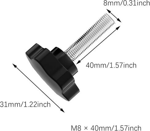 5PCS Plum Knob Fastening Screw M8 x 40mm Black in Saudi Arabia