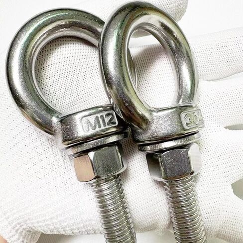 Heavy Duty Eye bolt, 2 PCS M12 304 Stainless Steel Eye Bolt Heavy Duty Lifting Ring 2.36" Threaded Eyebolt Shoulder Eye Bolts with Nuts and Flat Washers(Thread Length 60mm) in Saudi Arabia