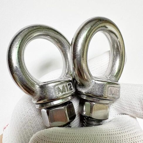Heavy Duty Eye bolt, 2 PCS M12 304 Stainless Steel Eye Bolt Heavy Duty Lifting Ring 2.36" Threaded Eyebolt Shoulder Eye Bolts with Nuts and Flat Washers(Thread Length 60mm) in Saudi Arabia