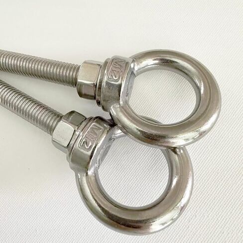 Heavy Duty Eye bolt, 2 PCS M12 304 Stainless Steel Eye Bolt Heavy Duty Lifting Ring 2.36" Threaded Eyebolt Shoulder Eye Bolts with Nuts and Flat Washers(Thread Length 60mm) in Saudi Arabia