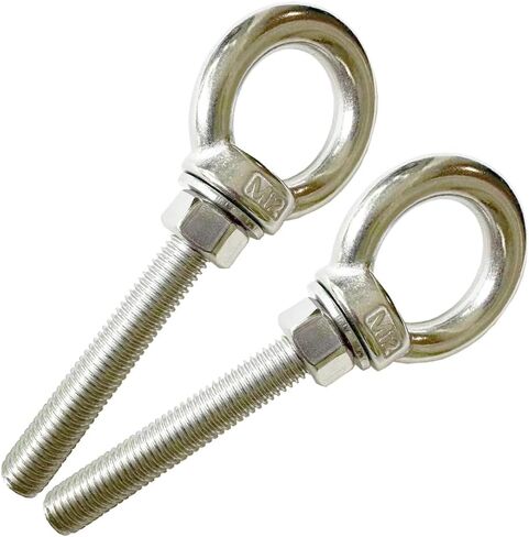 Heavy Duty Eye bolt, 2 PCS M12 304 Stainless Steel Eye Bolt Heavy Duty Lifting Ring 2.36" Threaded Eyebolt Shoulder Eye Bolts with Nuts and Flat Washers(Thread Length 60mm) in Saudi Arabia