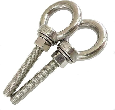 Heavy Duty Eye bolt, 2 PCS M12 304 Stainless Steel Eye Bolt Heavy Duty Lifting Ring 2.36" Threaded Eyebolt Shoulder Eye Bolts with Nuts and Flat Washers(Thread Length 60mm) in Saudi Arabia