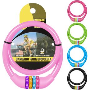 Ainiv Bike Lock, 25 inch Bike Lock Cable, Portable Anti Theft 4 Digits Codes Cable Locks, Resettable Combinations Coiling Bicycle Lock for Bike, Motorbike, Scooter, Skateboard, Gate, Fence (Pink