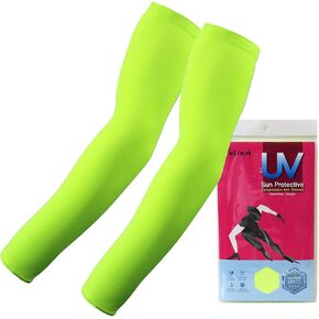 1 Pair of Elixir Golf Sun UV Protective Arm Cooling Sleeves Arm Compression Arm Coolers Sleeves UV Protection, Neon Green