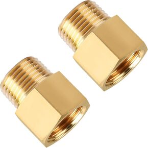 SUNGATOR 3/8 Inch Female to 1/4 Inch Male Reducer Adapter, NPT Brass Pipe Fittings Adapter, 1/4" Male to 3/8" Female NPT Reducer, Brass Reducer Pipe Extension Connector, Pack of 2