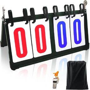 ZHT 4-Digit Scoreboard Scores 1-99, Portable Tabletop Flip Scorekeeper Score Flipper for Indoor Outdoor Sports Basketball Football Tennis Volleyball Ping Pong Table Any Competitive Sport.