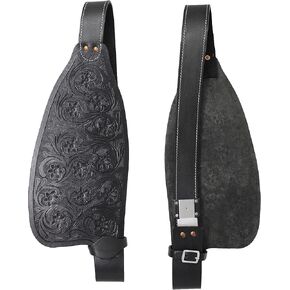 CHALLENGER Horse Western Black Leather Hand-Tooled Floral Replacement Saddle Fenders Pair 5209BK