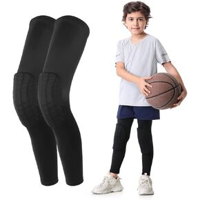 Newbyinn Knee Pad for Kid Youth 1 Pair, Padded Knee Leg Compression Sleeve for Basketball Football Volleyball Soccer Sport