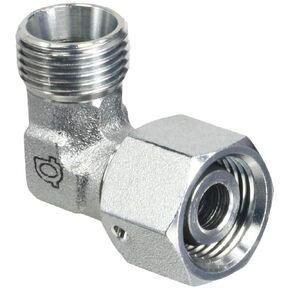 5360L-12 Series 5360L Carbon Steel 90 Degree Elbow Light Duty Swivel Adapter, M18X1.5 Male Din Tube x M18X1.5 Female Din Tube, Carbon Steel, M18X1.5 x M18X1.5
