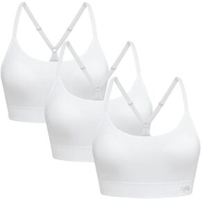 Ryka Women's Katharina Seamless Yoga Racerback Sports Bra with Removable Pads, 3 Pack, Wht/Wht/Wht, Small
