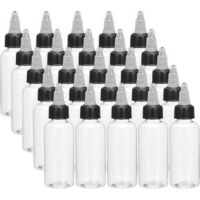 MECCANIXITY 50Pcs 2oz/60ml Squeeze Bottles, Clear Dispensing Bottles with Twist Cap Lids, Plastic Squirt Bottle for Ketchup, Mustard,and Crafts