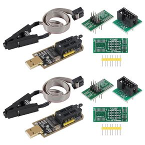 2Sets SOP8/SOIC8 Test Clip for EEPROM 93CXX/25CXX/24CXX and CH341A 24 25 Series EEPROM Flash BIOS USB Programmer Module(USB Programmer+SOP8 Clip+Adapter)