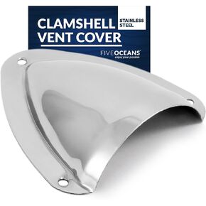 Five Oceans 316 Stainless Steel Clamshell Vent Cover, Boat Wire Cable Cover Opening 1-Inch H x 2-1/2-Inch W, Base 3-11/16-Inch L x 3-7/16-Inch W - Wire Hole Cover, Marine Wire Cover - FO4010